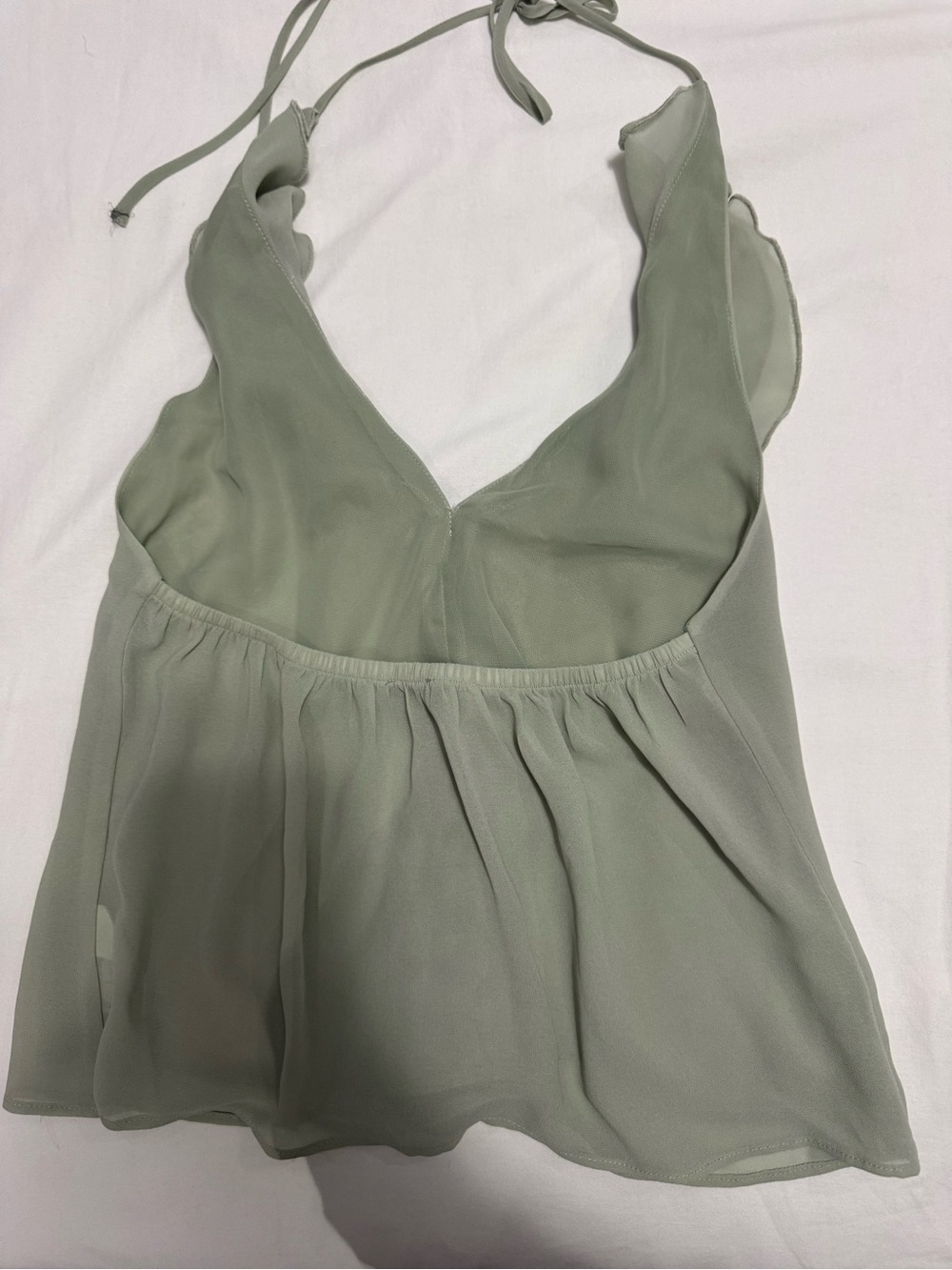 Dynamite Open Back Halter Ruffle Top Sage Green - Picture 2 of 6
